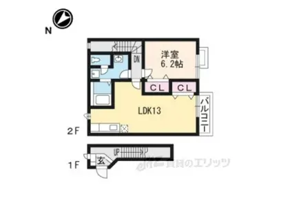 セピアコートホ-ムズⅡ(1LDK/2階)の間取り写真