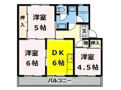 ヴィラナリー千代田(3DK/5階)の間取り写真