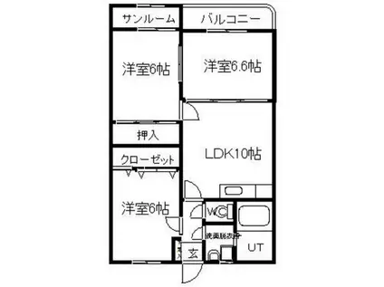 コスモス南(3LDK/2階)の間取り写真