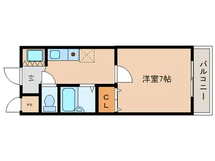 ハイツ学園通(1K/4階)の間取り写真