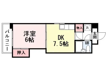 リヴィエール三共(1DK/6階)の間取り写真