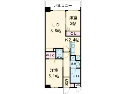 コンダクトレジデンスFUJIMI(2LDK/2階)の間取り写真