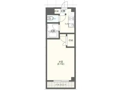 ハイツウノメII(1K/3階)の間取り写真