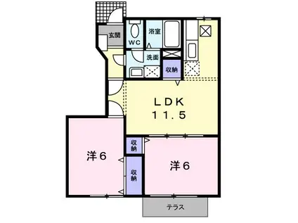メゾン・リヴィエール(2LDK/1階)の間取り写真