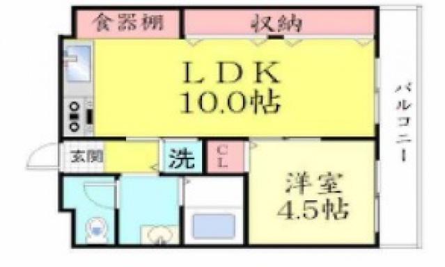 グレイスハイツ六甲(1LDK/3階)の間取り写真