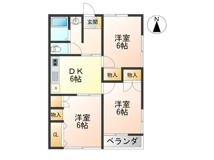 ムツミハイツB(3DK/2階)の間取り写真