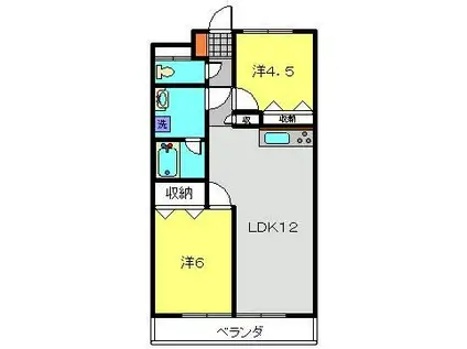ハピネス飯田V(2LDK/2階)の間取り写真