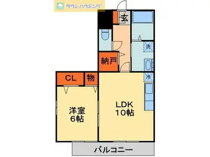 ロイヤルクレッセント西登戸 参(1LDK/2階)の間取り写真