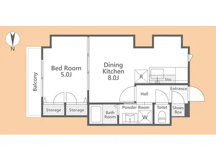 第二ウィスタリアマンション(1DK/3階)の間取り写真