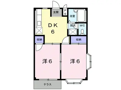 エルディム吉田II(2DK/1階)の間取り写真