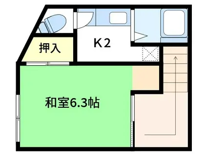 鈴木荘(1K/2階)の間取り写真