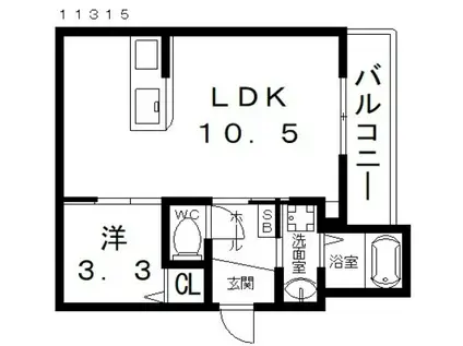 松原市高見の里マンション(1LDK/1階)の間取り写真