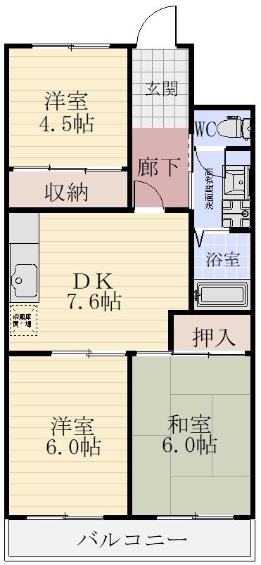 コーポ鈴木(3DK/3階)の間取り写真