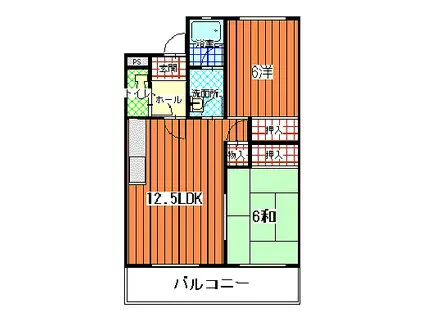 チョウシンパークマンション(2LDK/2階)の間取り写真