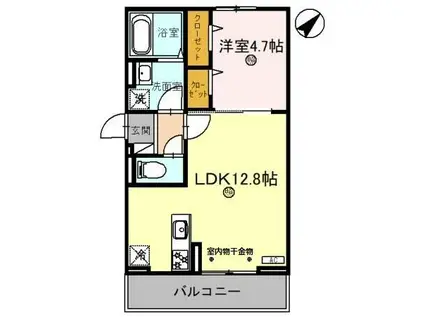 D-ROOMルシエル(1LDK/1階)の間取り写真