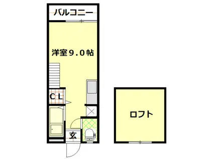 エスポワール本尾(ワンルーム/2階)の間取り写真