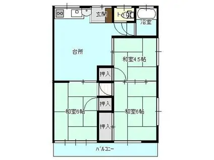 川崎アパート(3DK/2階)の間取り写真