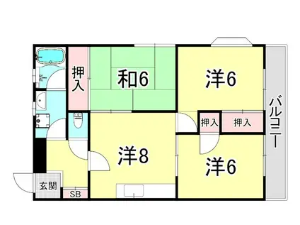 SUN仲むら(3DK/2階)の間取り写真
