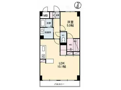 ジュネス南蔵王 弐番館(1LDK/1階)の間取り写真