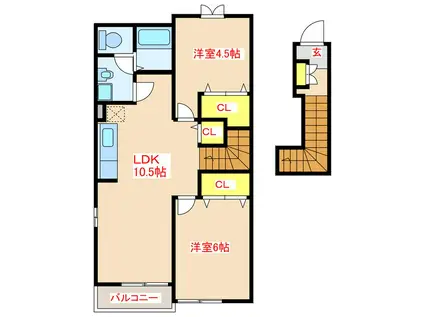 ニーロクセブンII(2LDK/2階)の間取り写真