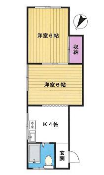 第一小野マンション(2K/1階)の間取り写真