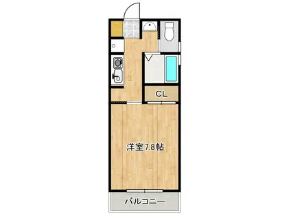 カーサ・レヴァータ(1K/2階)の間取り写真