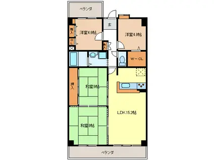 マンション光洋東丸之内(4LDK/3階)の間取り写真