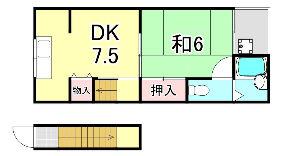 コーポ松本(1DK/2階)の間取り写真