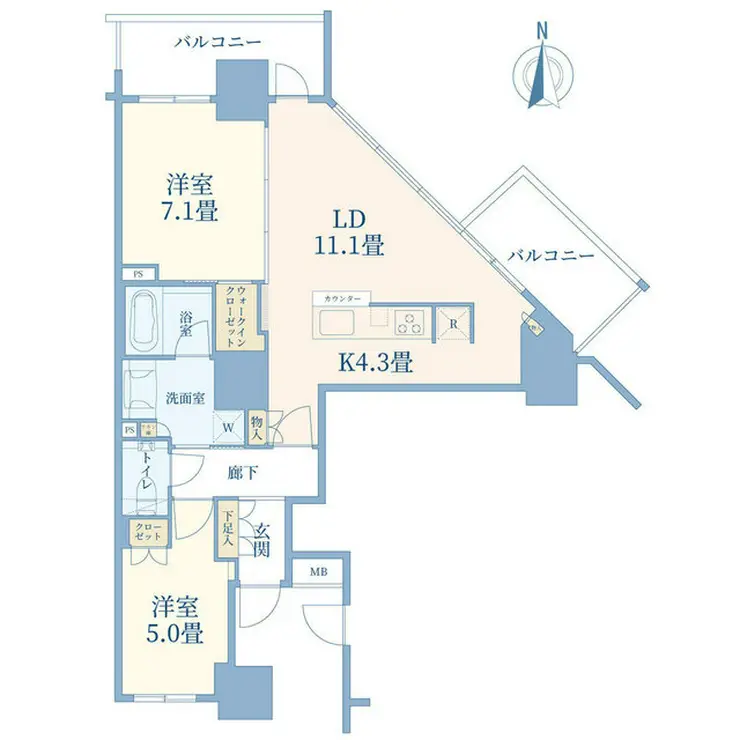 プライムパークス品川シーサイド ザ・タワー 19階階 間取り
