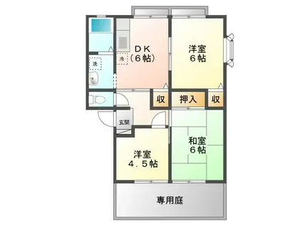 サンビレッジ西深津 A・B棟(3DK/1階)の間取り写真