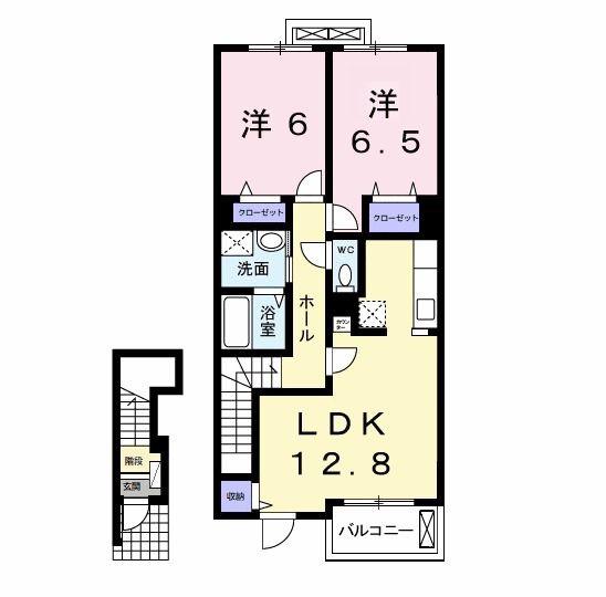 ヌーベル オーブ(2LDK/2階)の間取り写真