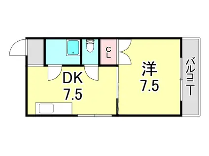 メゾン・ド・LEE(1DK/1階)の間取り写真