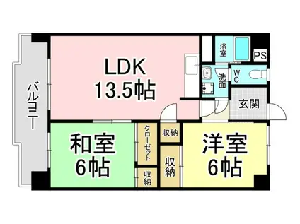 深田第1ビル(2LDK/5階)の間取り写真