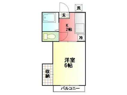 第2グリーンハウス(1K/2階)の間取り写真