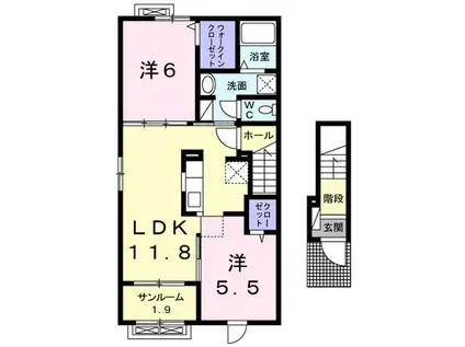 メゾン・ド・キャナルA(2LDK/2階)の間取り写真