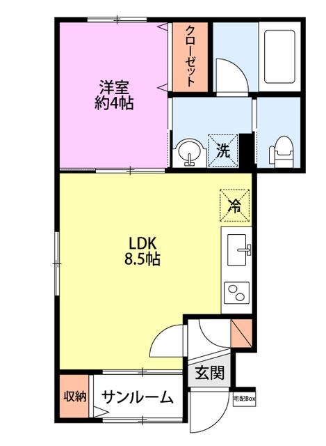 ミルズグランディール川崎A(1LDK/1階)の間取り写真