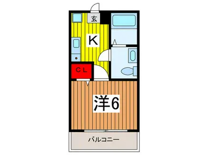 CRELIA(1K/2階)の間取り写真
