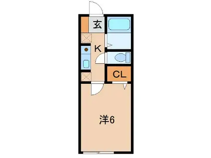 エクストリーム新在家B(1K/2階)の間取り写真