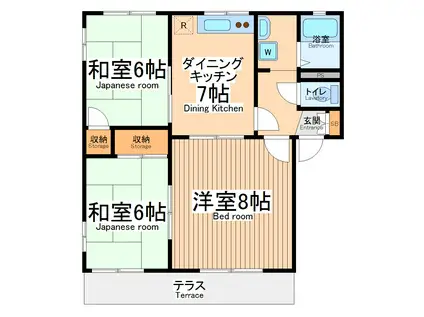 サンレイク陣屋(3DK/1階)の間取り写真