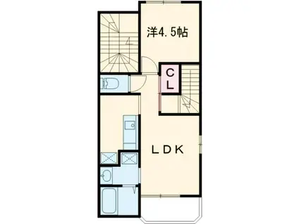 サンフェリシアン綾部駅前(1LDK/2階)の間取り写真