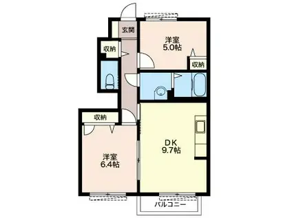 プルミエール シャーメゾン(2LDK/1階)の間取り写真