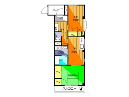 ベアトリ川岸(2DK/3階)の間取り写真