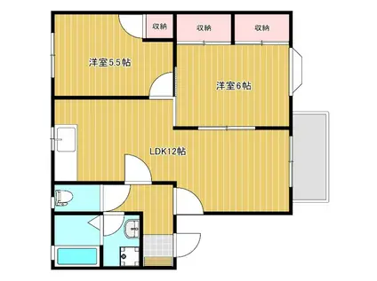 メゾンドユニバースC棟(2LDK/2階)の間取り写真