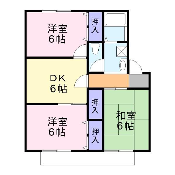 グランドゥール殿元(3DK/2階)の間取り写真