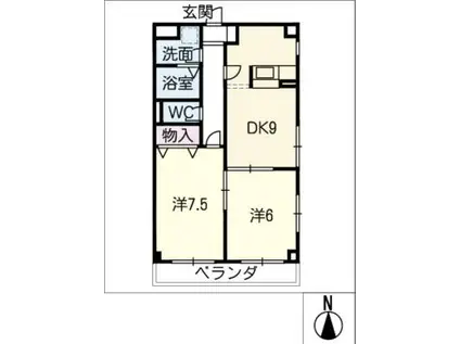 ハイツエクセル B棟(2DK/3階)の間取り写真