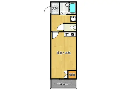 メゾン学園II(ワンルーム/1階)の間取り写真