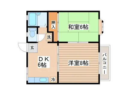 サンエステート旭ヶ丘(2DK/1階)の間取り写真