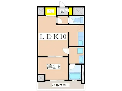 さくらヒルズ鴨池壱番館(1LDK/9階)の間取り写真