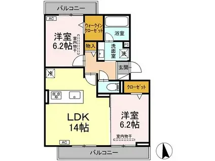 ベレンジュ(2LDK/3階)の間取り写真