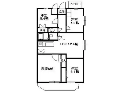 メゾングラシア(4LDK/4階)の間取り写真